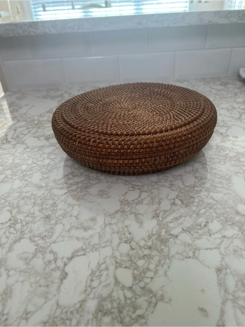 Woven Rattan Decorative Lidded Box - Brown